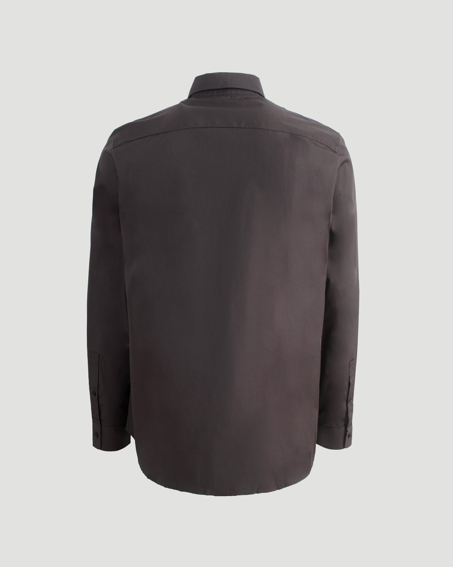 Regular Fit Cotton Poplin Shirt in Dark Brown
