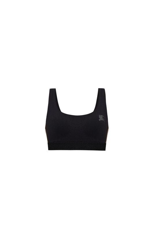 Check Trim Stretch Nylon Bra Top