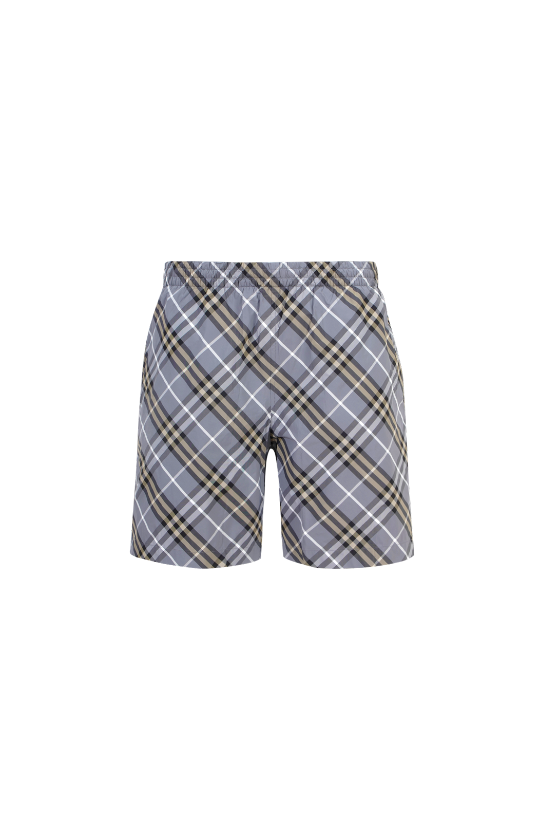 Check-Pattern Elasticated-Waist Swim Shorts