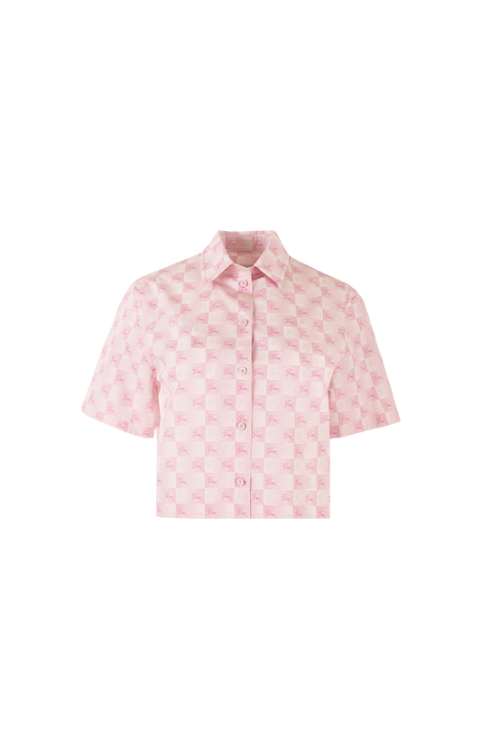 Cropped EKD Checkerboard Cotton Shirt