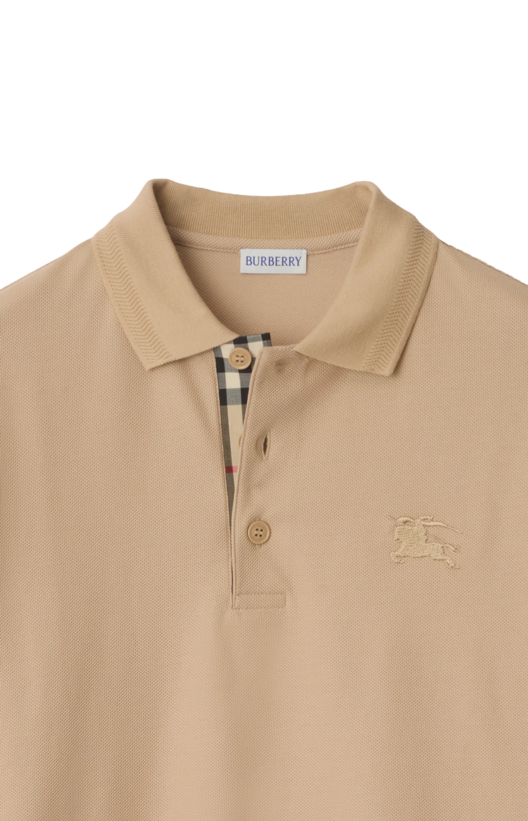 Cotton Polo Shirt in Soft Fawn Beige