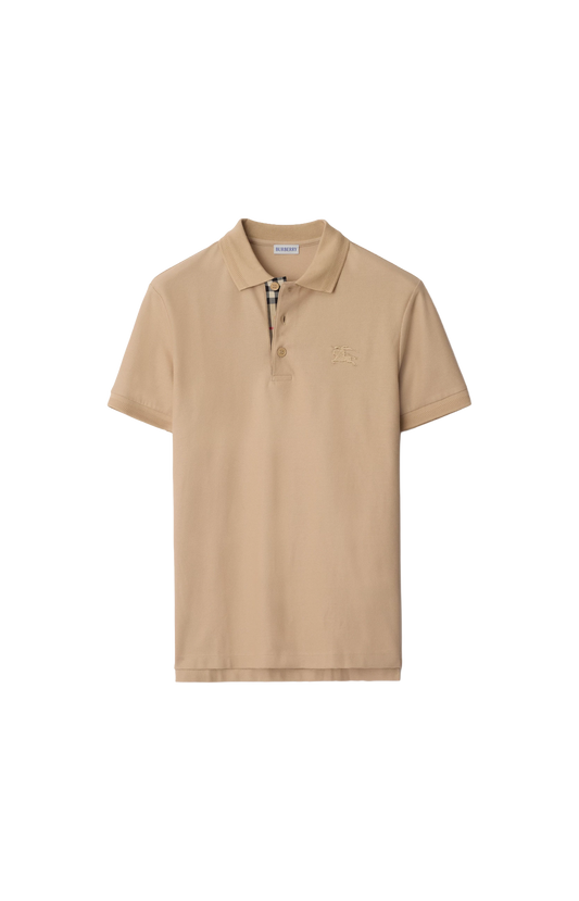 Burberry Cotton Polo Shirt in Soft Fawn Beige — front view