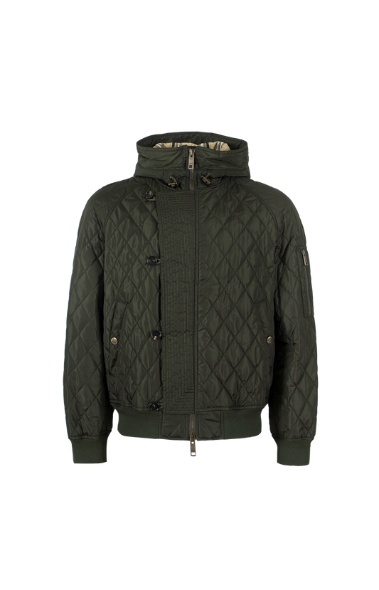 Hooded Quilted Nylon Bomber Jacket