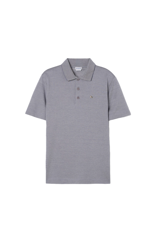 Burberry Metal Knight Cotton Polo Shirt in Grey — front view