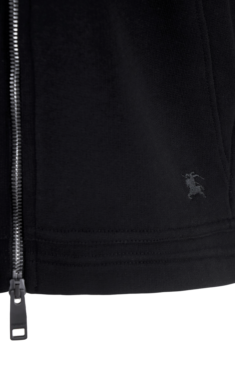 Check Trim Cotton Zip Hoodie
