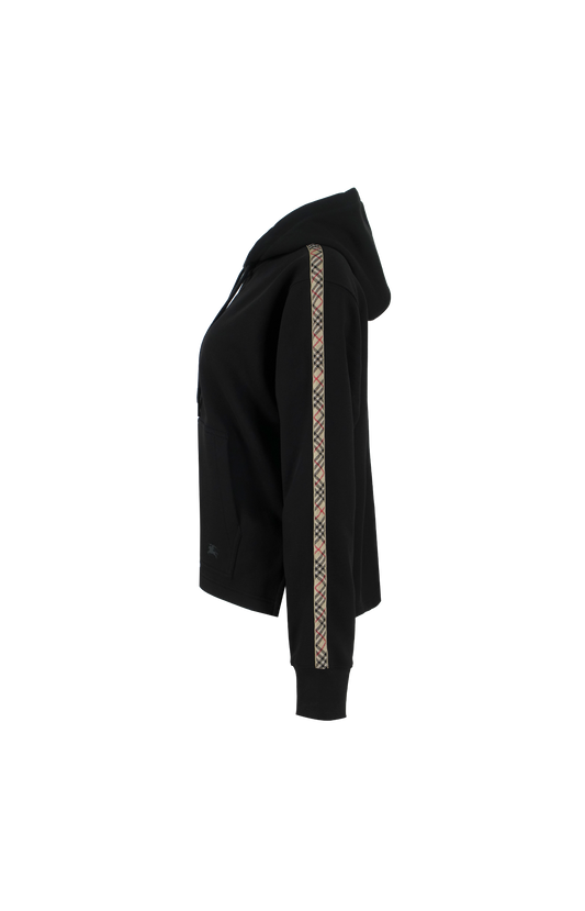 Check Trim Cotton Zip Hoodie