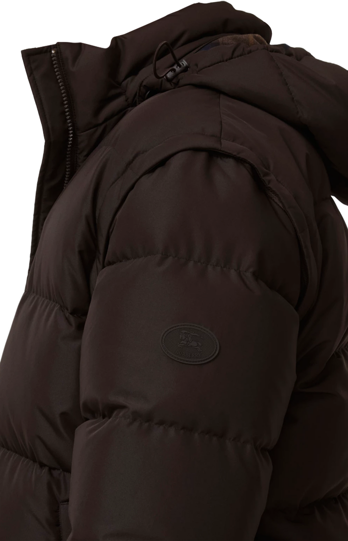 Detachable Sleeve Bideford Puffer Jacket in Chocolate Brown
