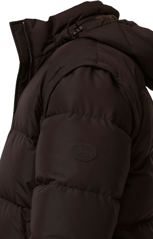 Detachable Sleeve Bideford Puffer Jacket in Chocolate Brown