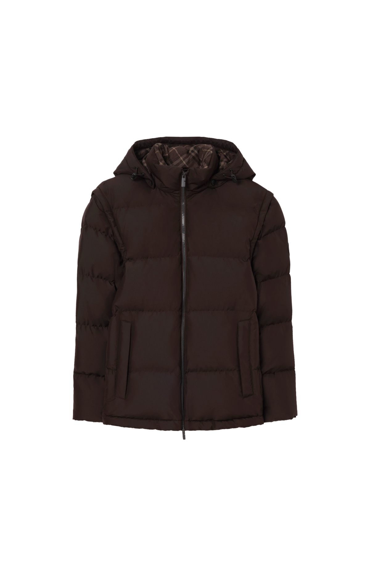 Detachable Sleeve Bideford Puffer Jacket in Chocolate Brown