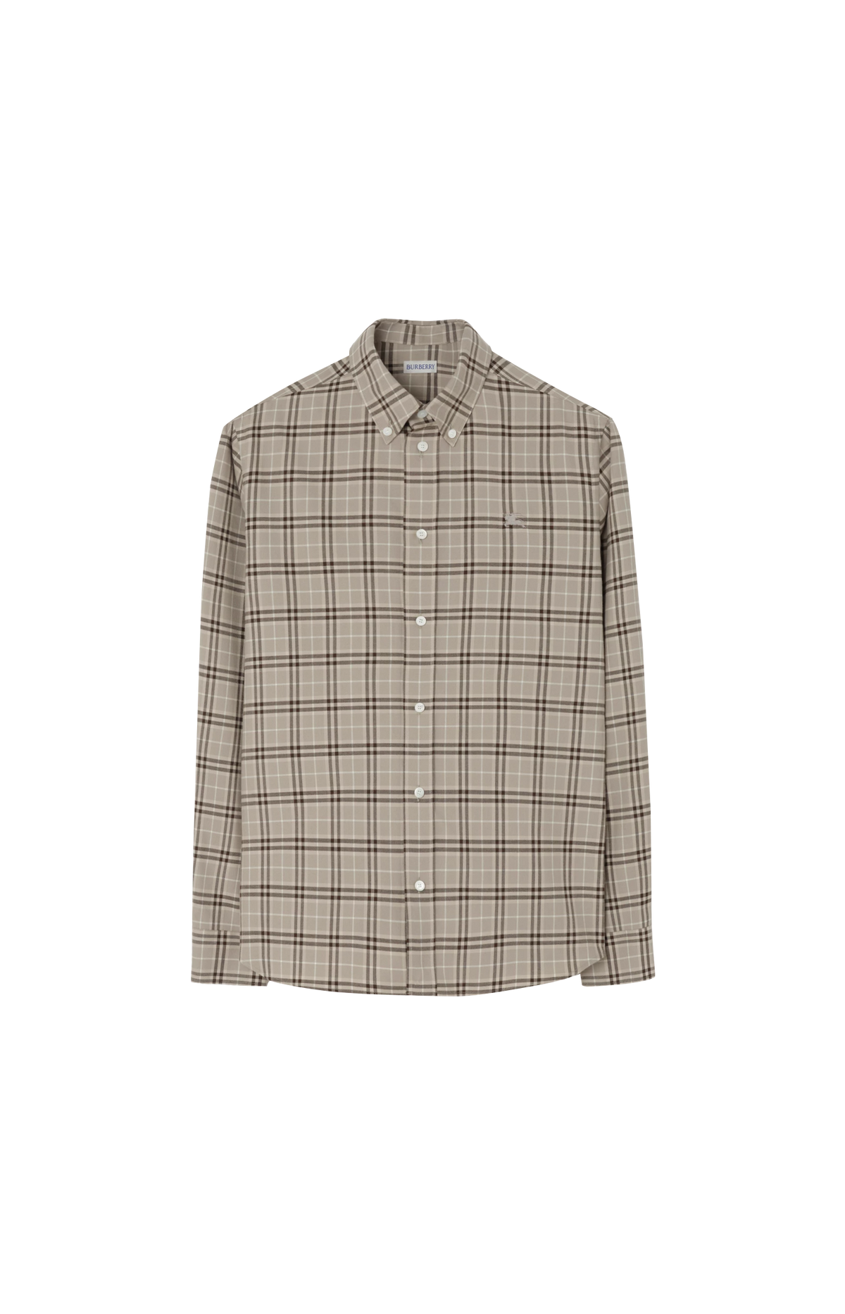 Relaxed Fit Check Cotton Shirt in Dove Grey