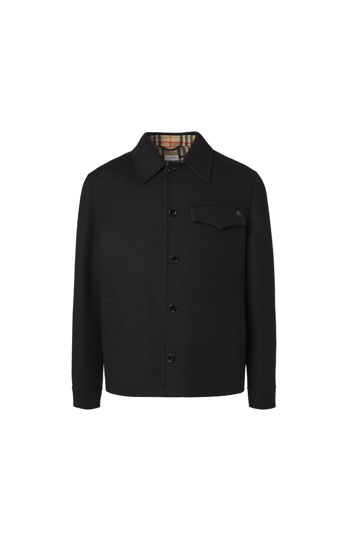 Burberry Wool Thorn Overshirt in Black — front view
