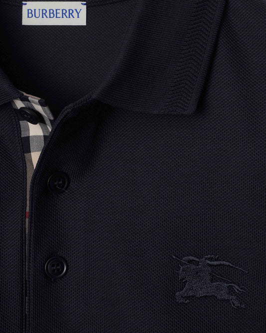 Cotton Polo Shirt in Coal Blue
