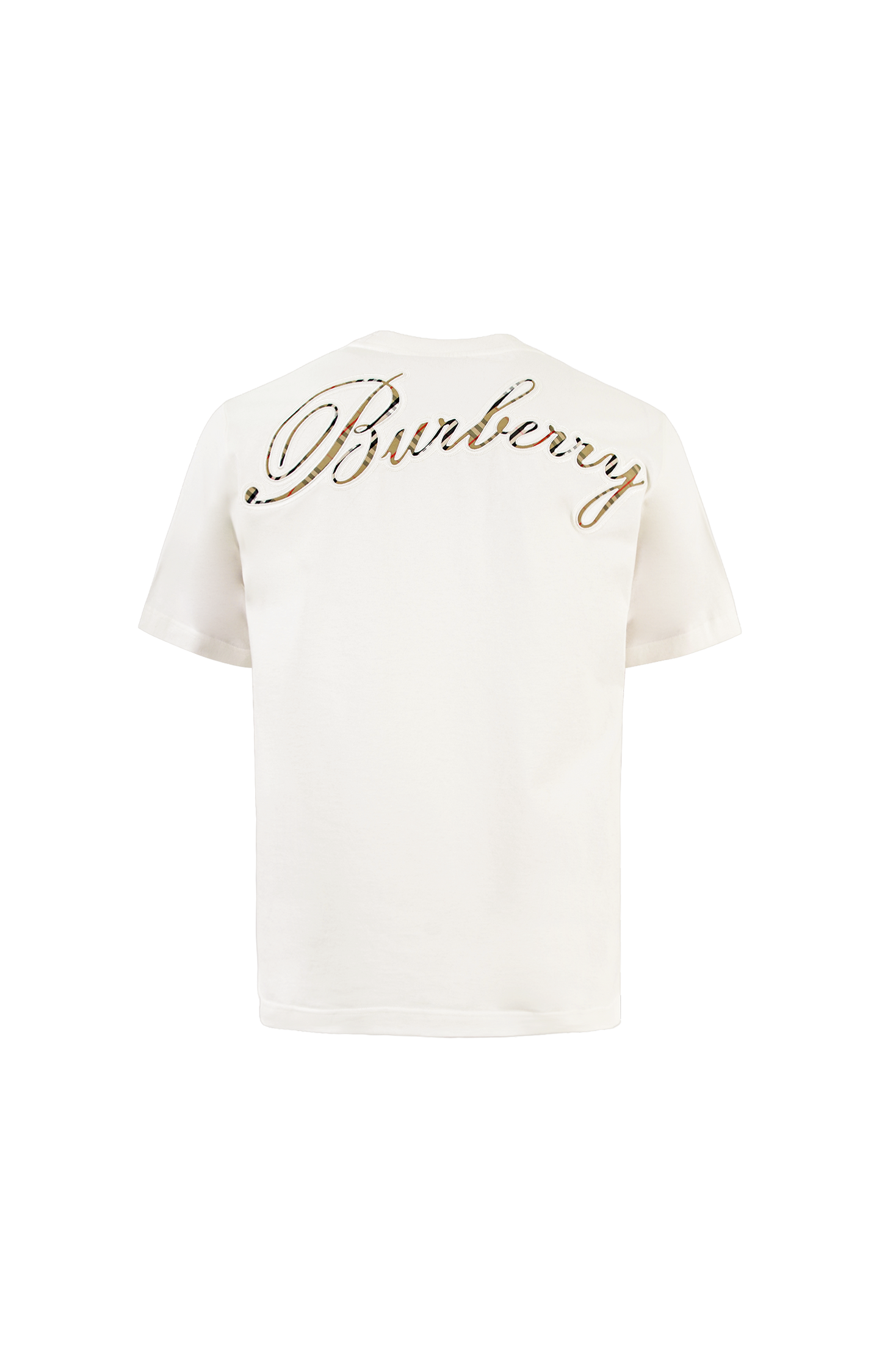 White t-shirt with Burberry logo on a white background