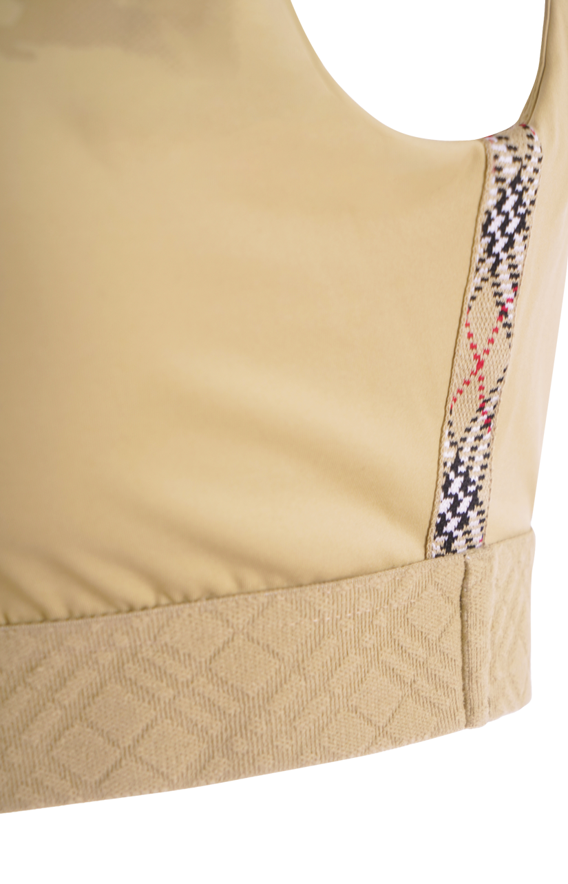 Check Trim Stretch Nylon Bra Top