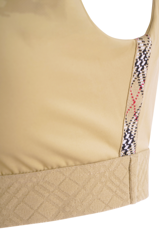 Check Trim Stretch Nylon Bra Top