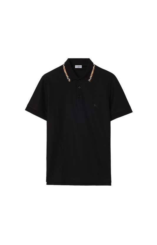 Check-trim cotton polo shirt