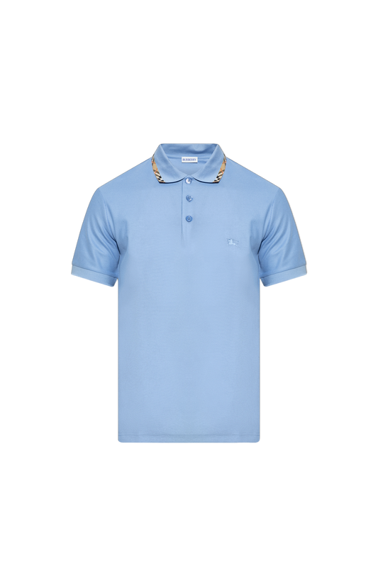 Check trim cotton polo shirt
