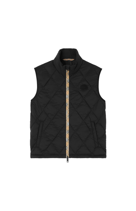 Burberry Packable Quilted Nylon Acresford Gilet in Black — front view