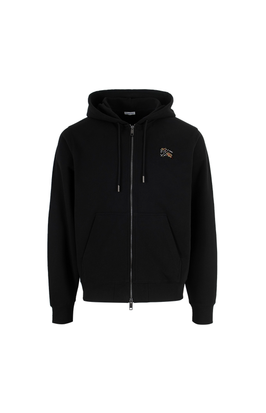 Check Knight Stamp Cotton Zip Hoodie