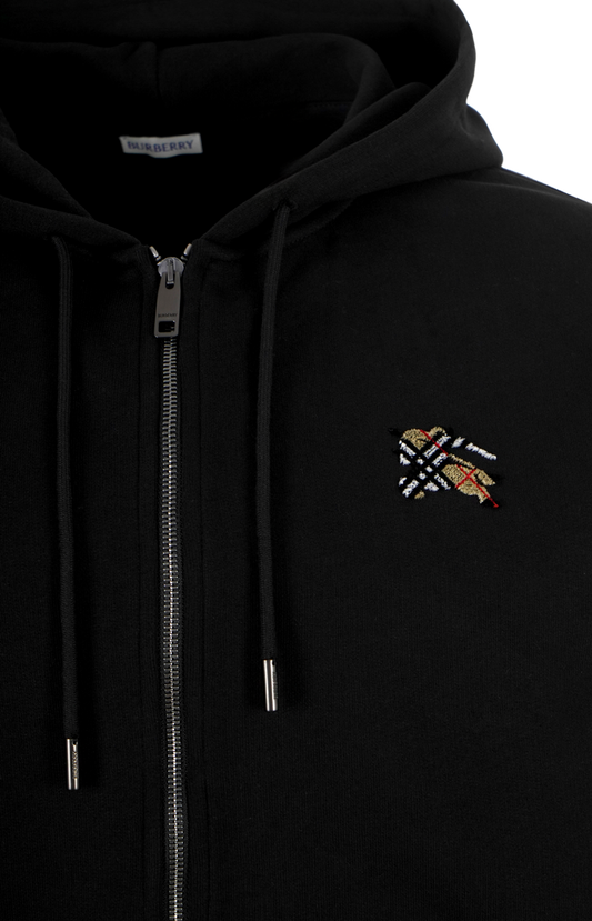 Check Knight Stamp Cotton Zip Hoodie