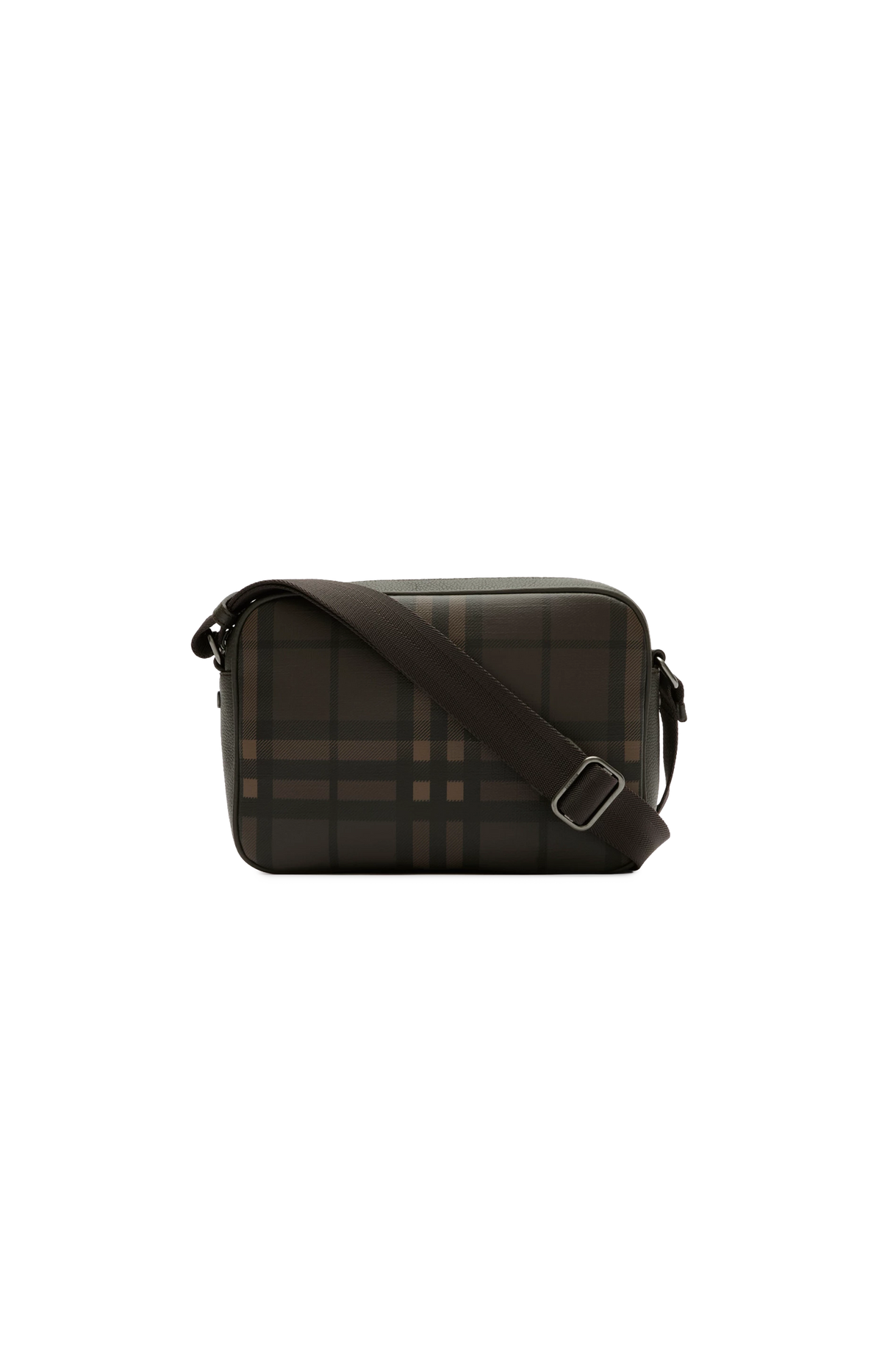 City Check Pocket Crossbody Bag in Dark Brown