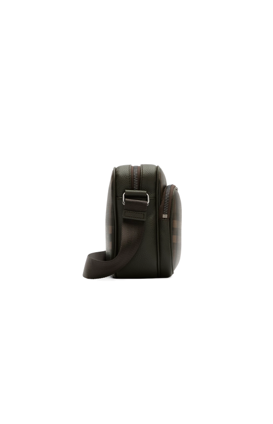 City Check Pocket Crossbody Bag in Dark Brown