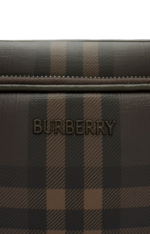 City Check Pocket Crossbody Bag in Dark Brown