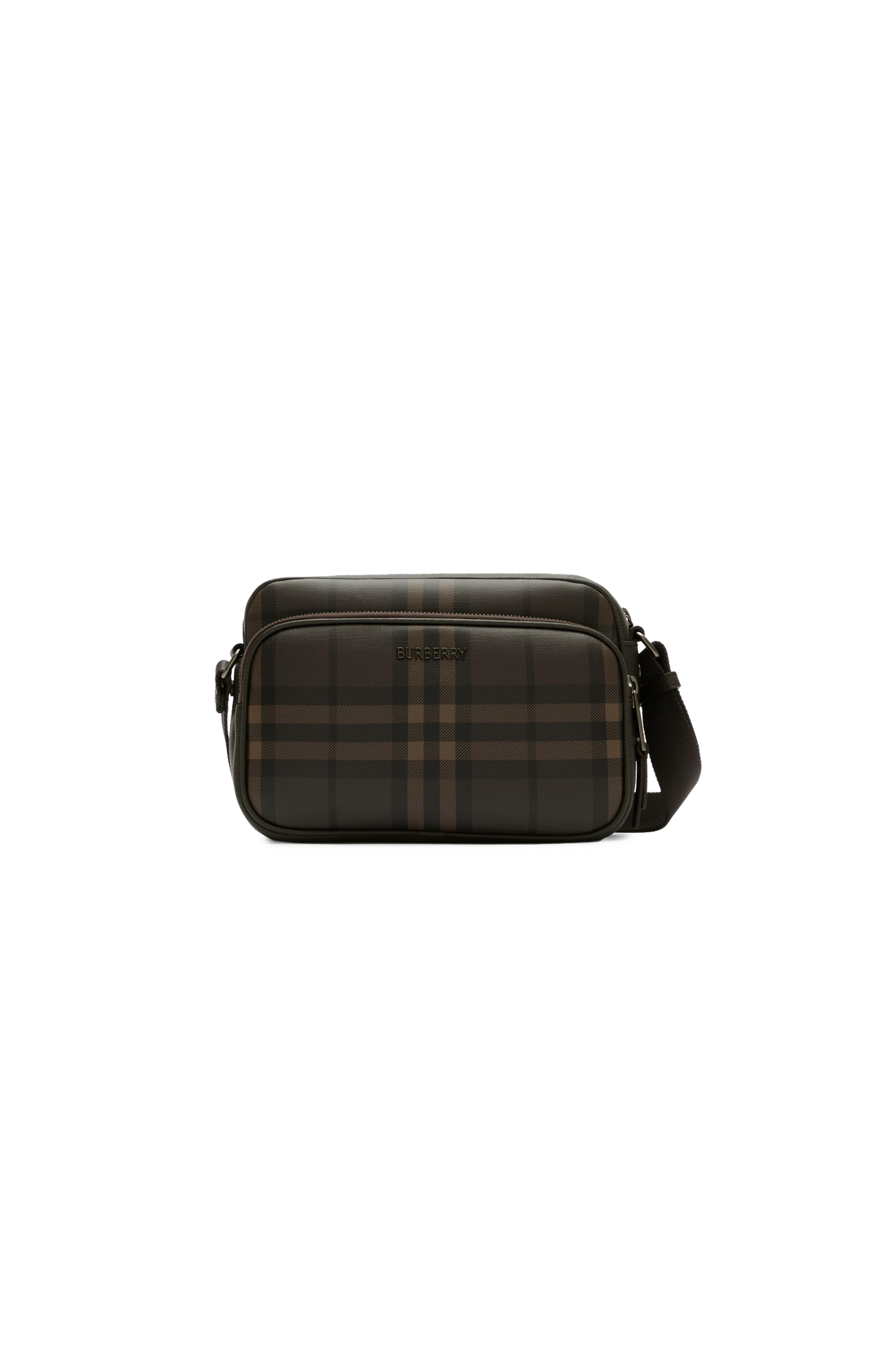 City Check Pocket Crossbody Bag in Dark Brown