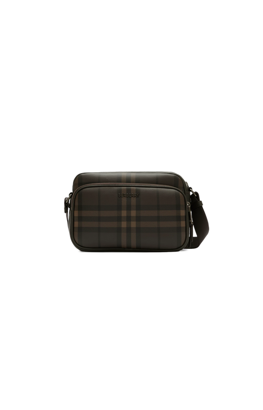 City Check Pocket Crossbody Bag in Dark Brown