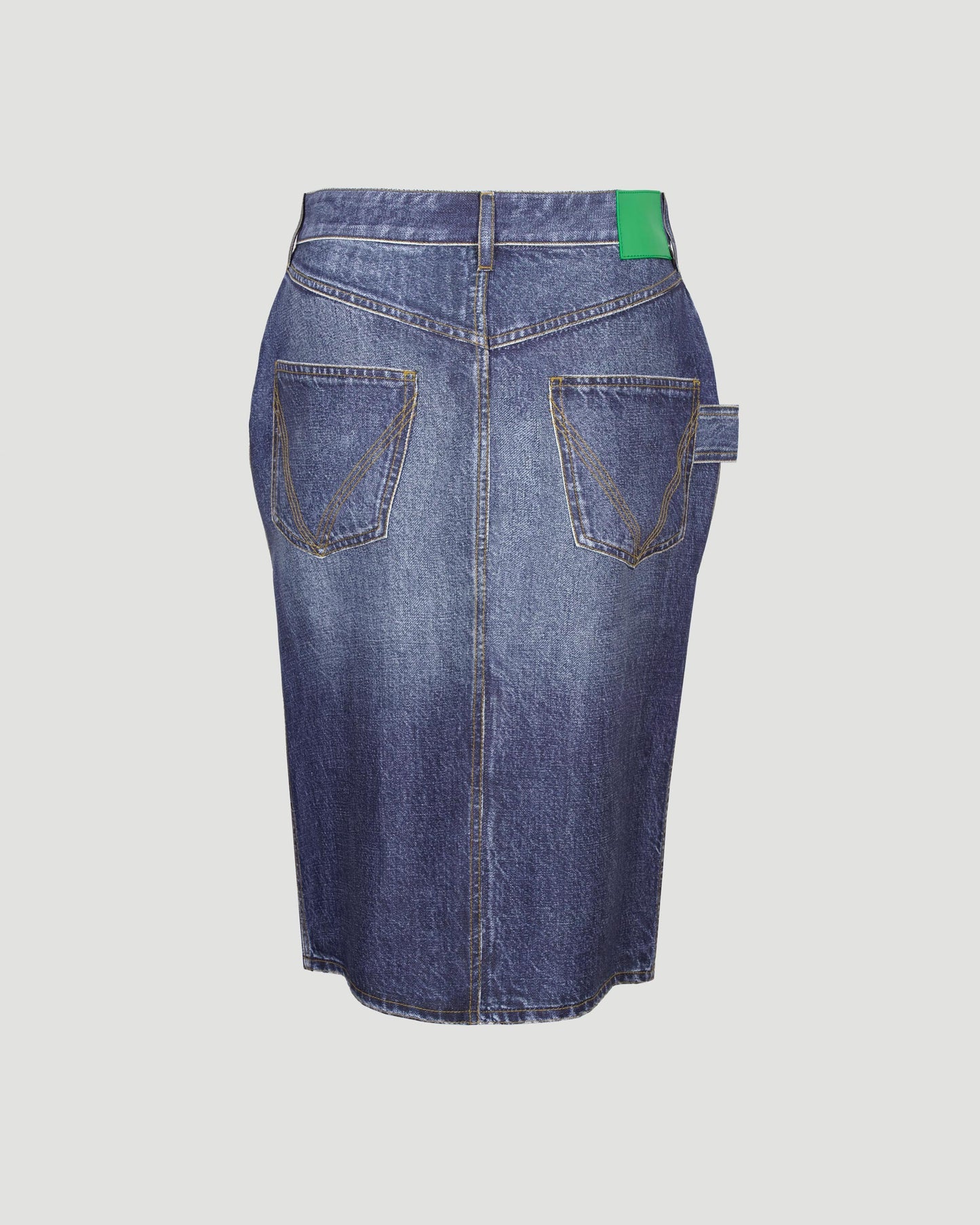 Denim Printed Silk And Viscose Midi Skirt