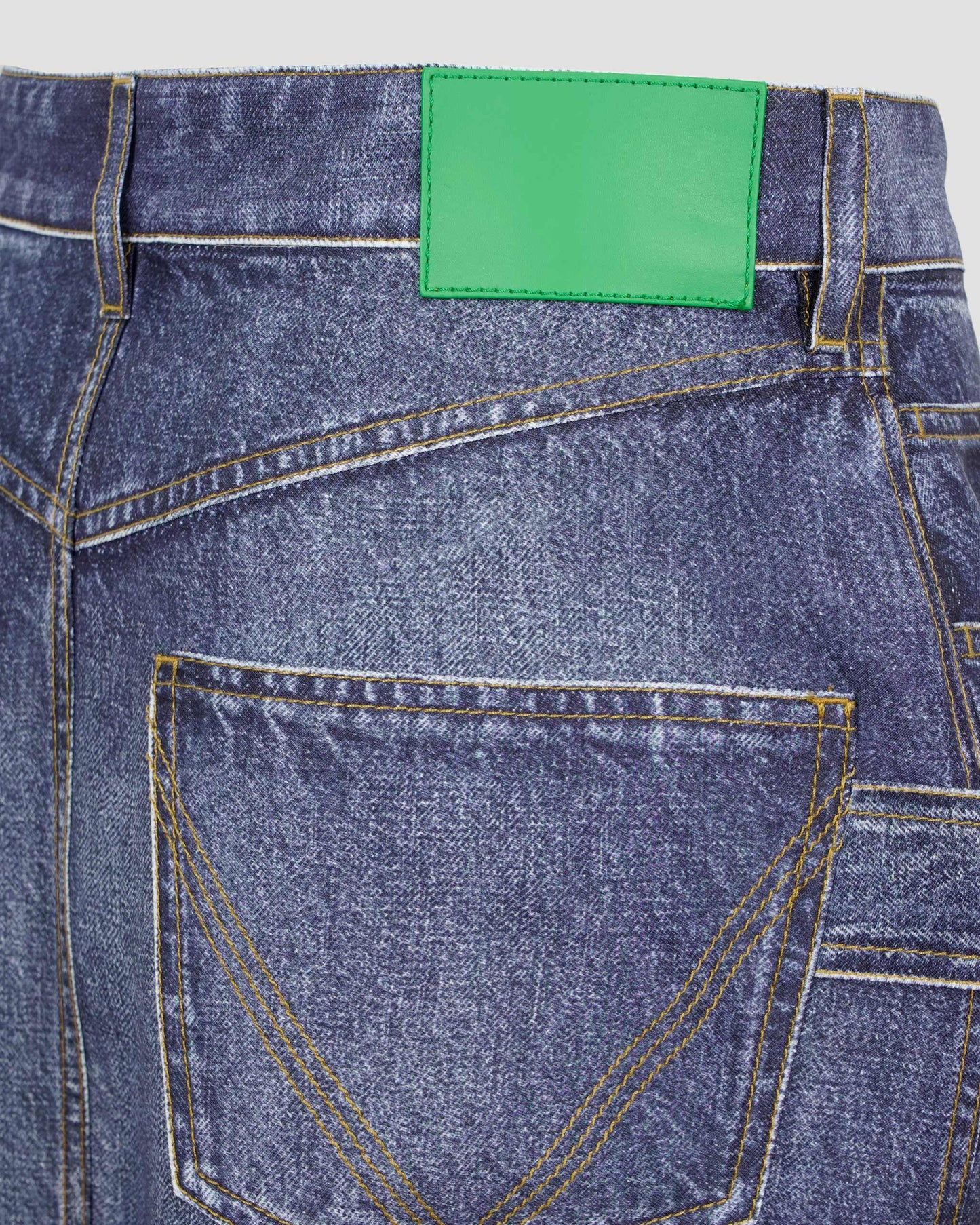 Denim Printed Silk And Viscose Midi Skirt