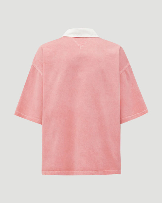 Bottega Veneta Washed Out Jersey Polo Shirt in Pink Lemonade — product photo 2