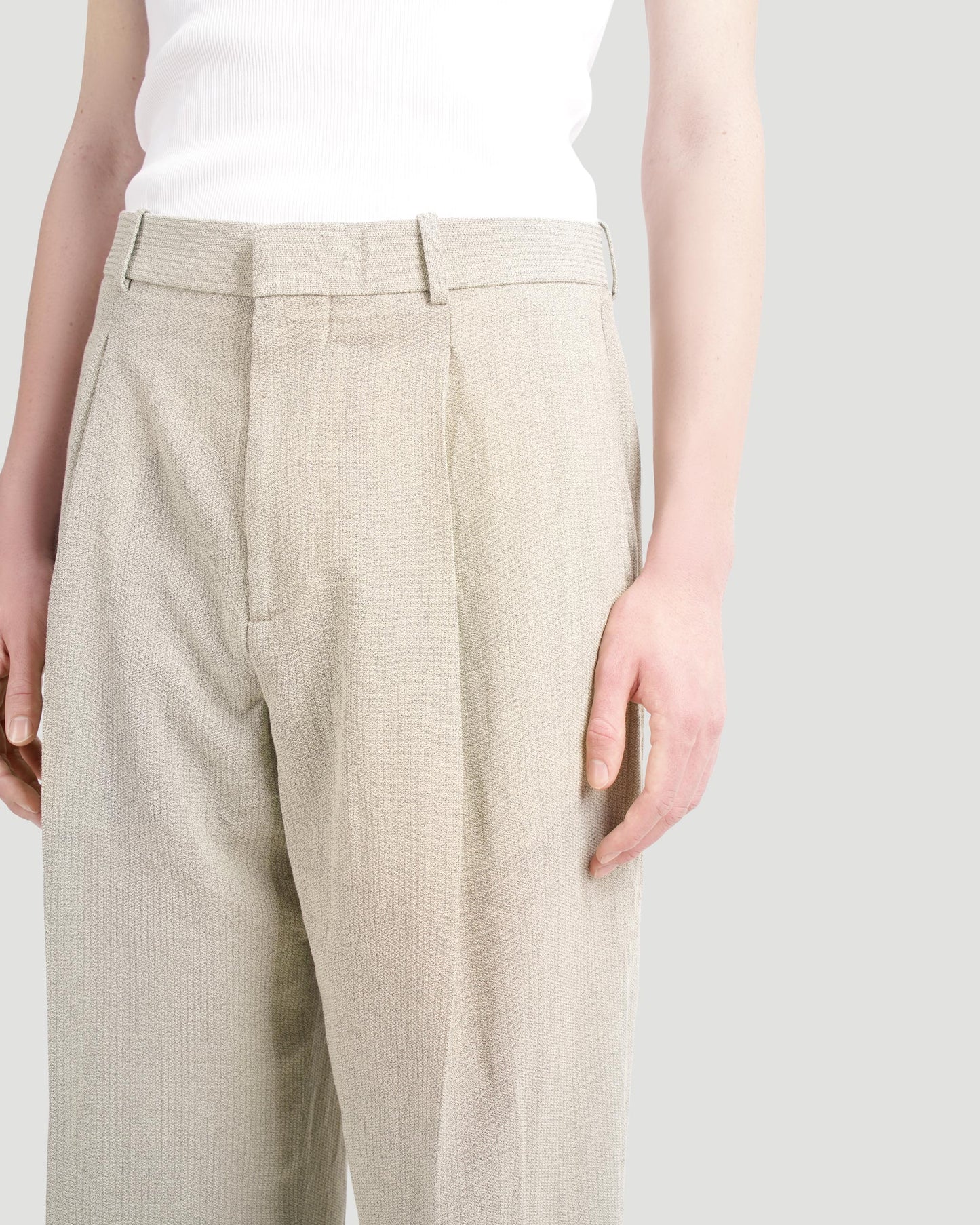 WOOL SILK MOULINE TROUSERS