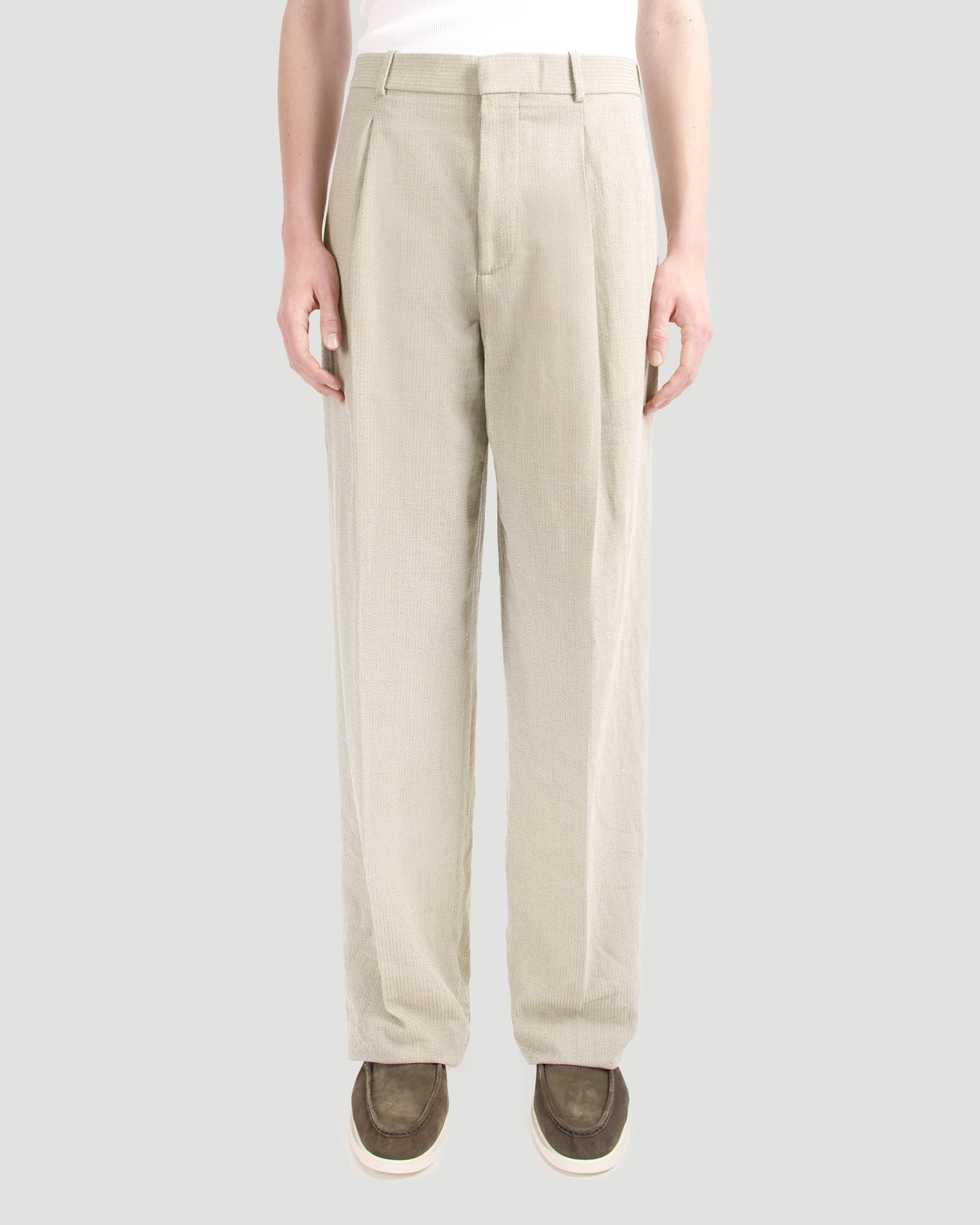 WOOL SILK MOULINE TROUSERS