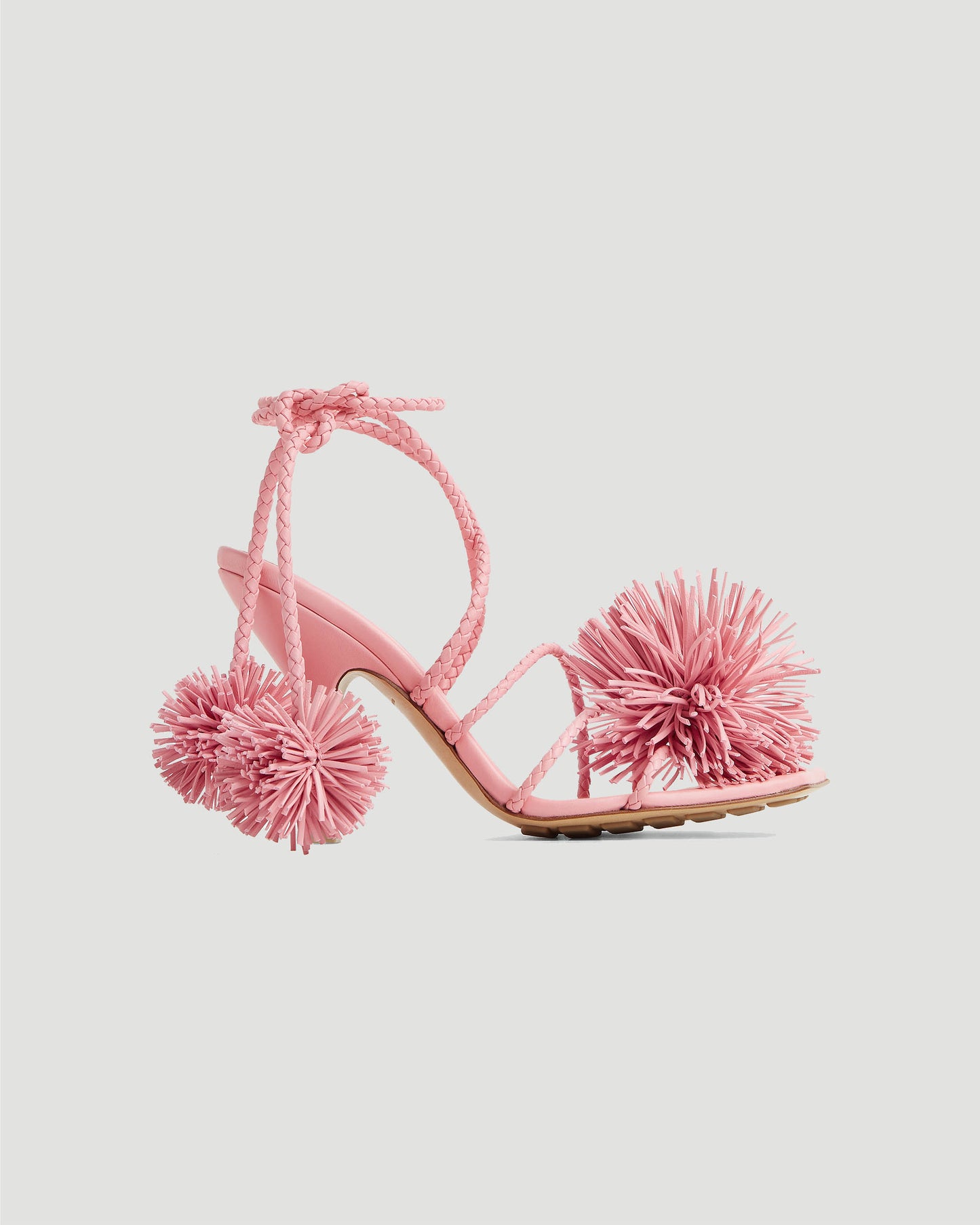 Adam pompom intrecciato leather sandals in ribbon