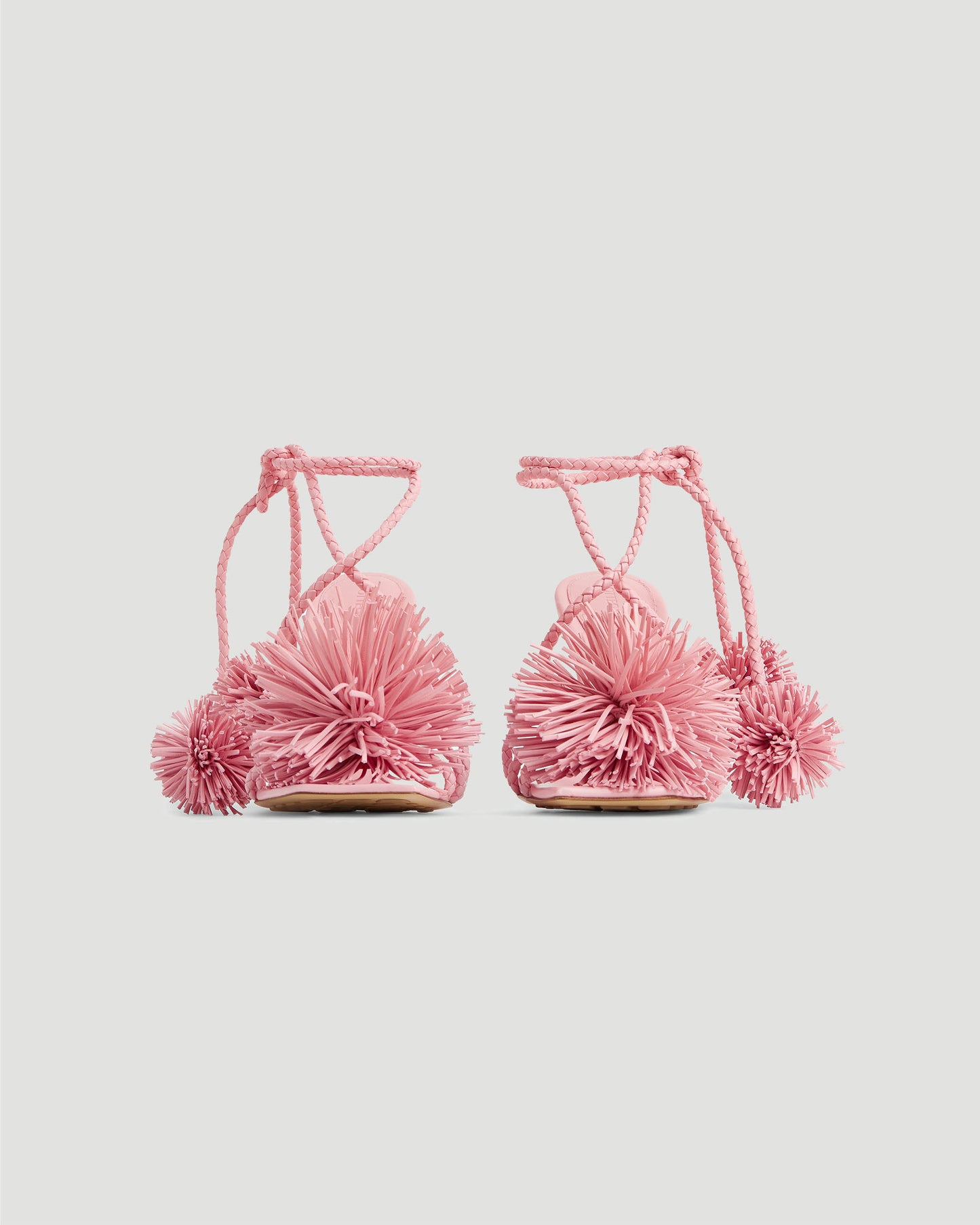 Adam pompom intrecciato leather sandals in ribbon
