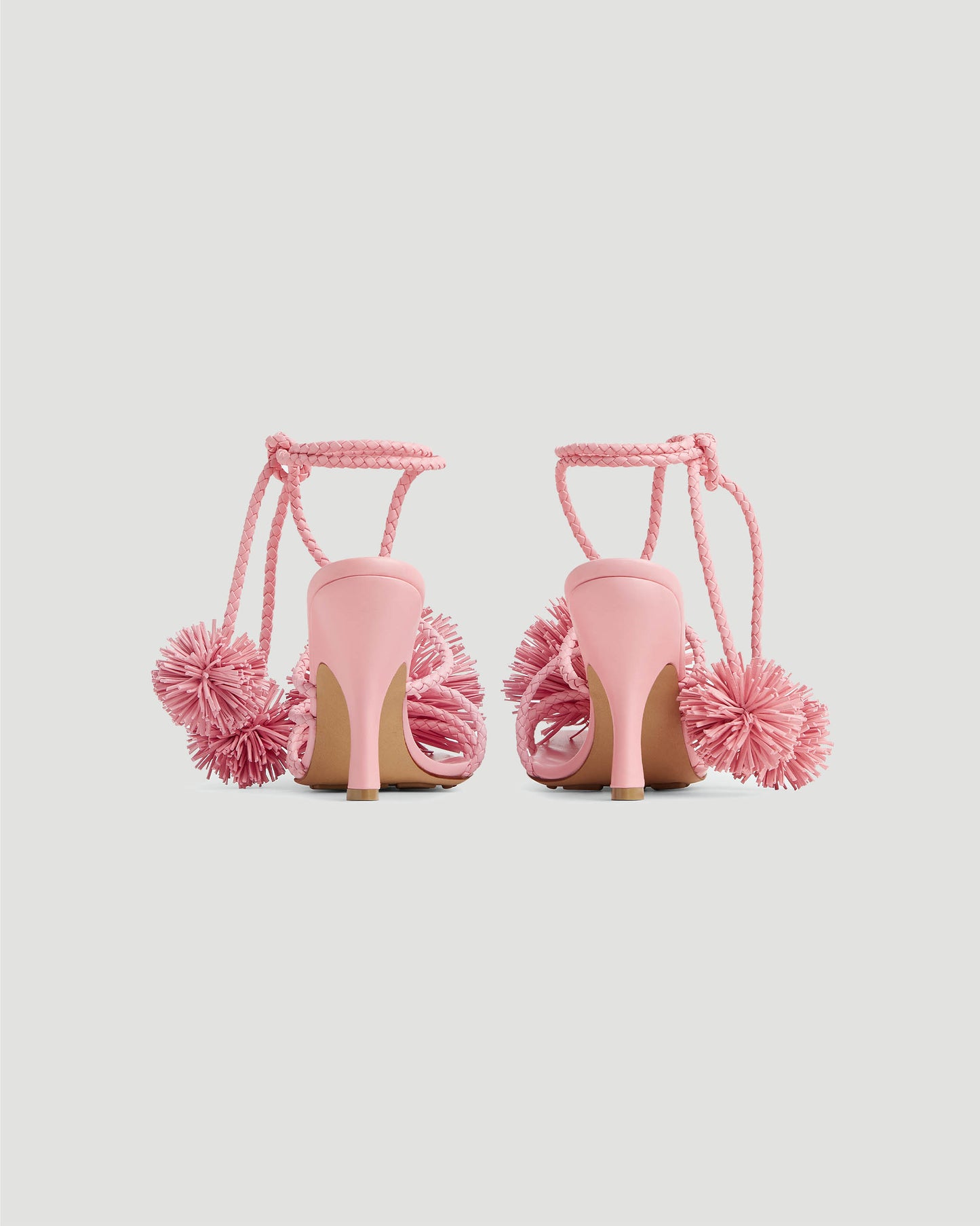 Adam pompom intrecciato leather sandals in ribbon