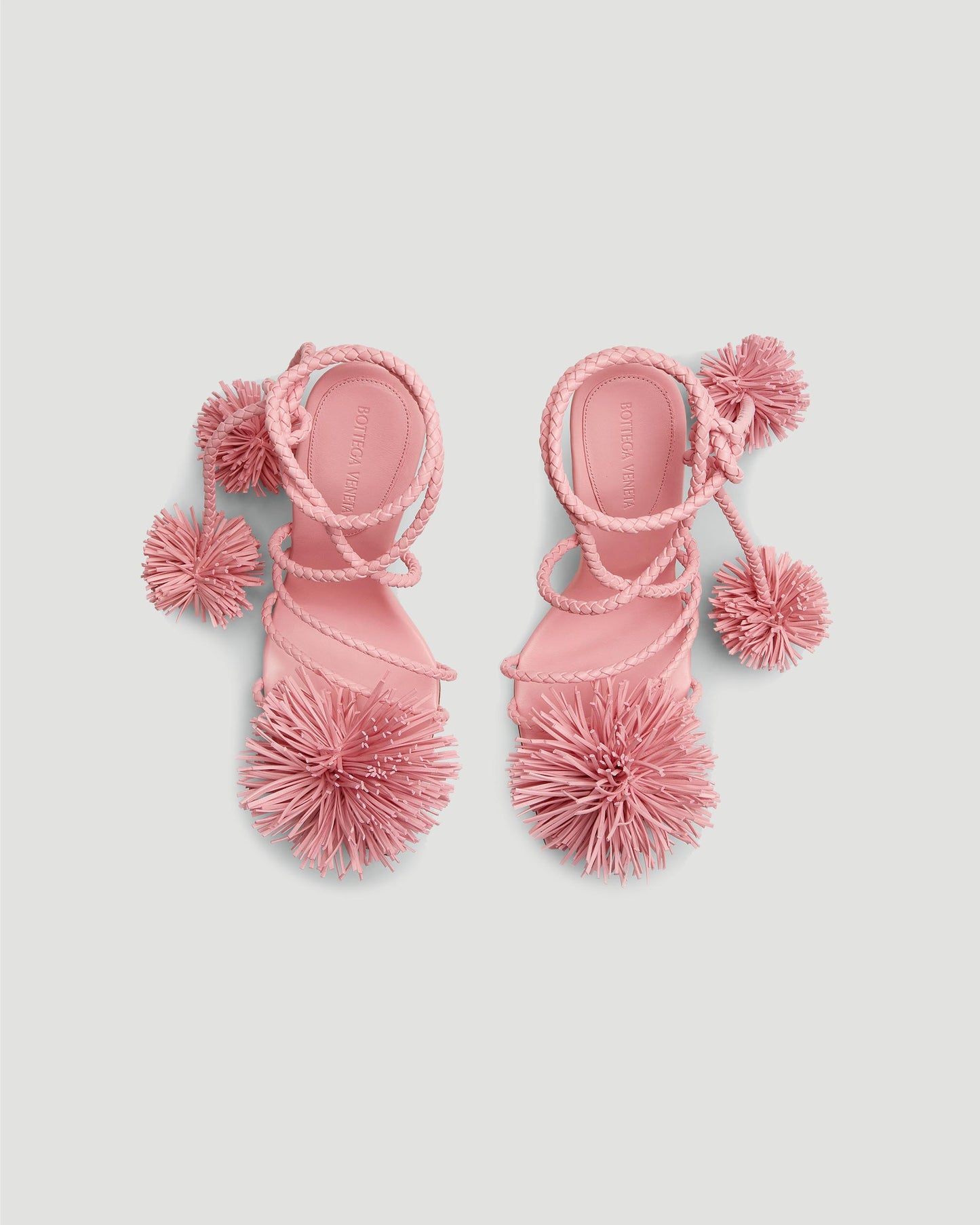 Adam pompom intrecciato leather sandals in ribbon
