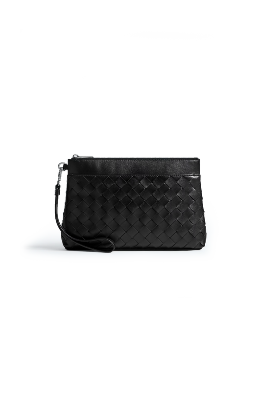 Intrecciato Prism Pouch in Black