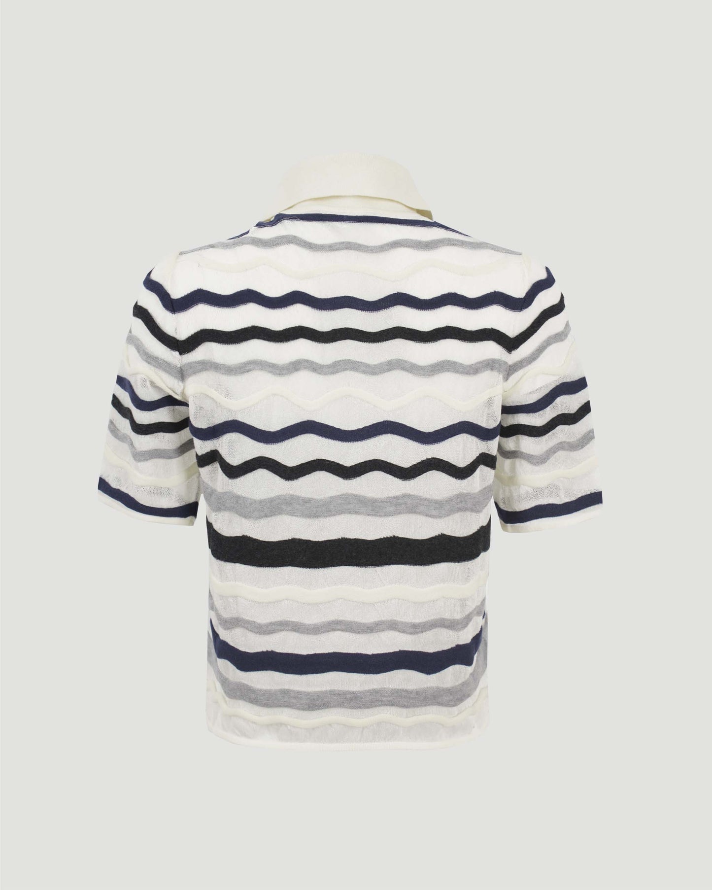 Wavy-Knit Cotton-Blend Polo