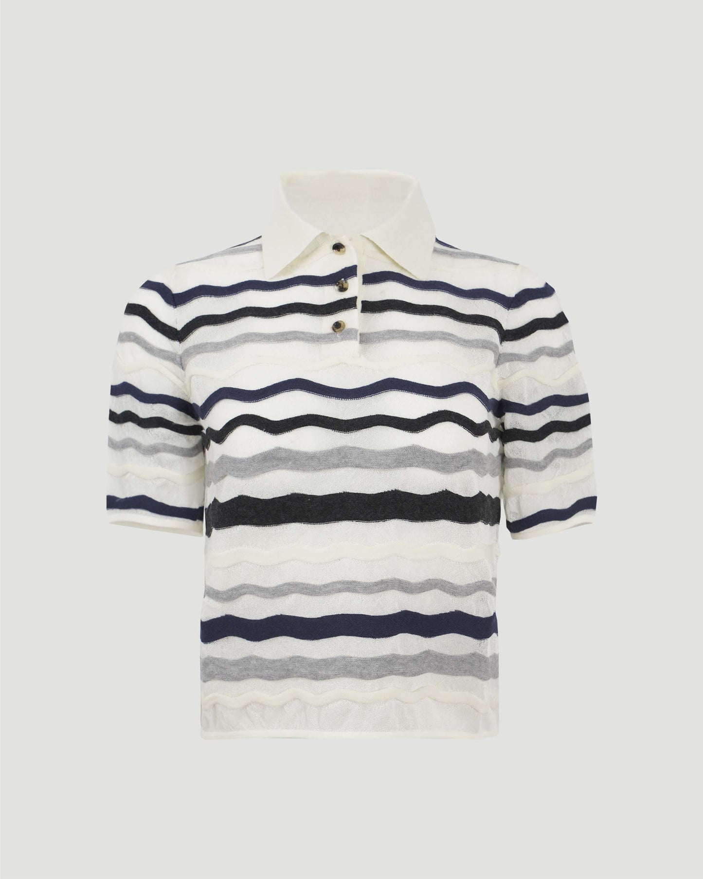 Wavy-Knit Cotton-Blend Polo