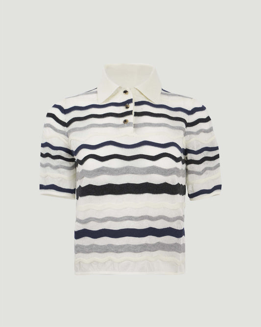 Wavy-Knit Cotton-Blend Polo