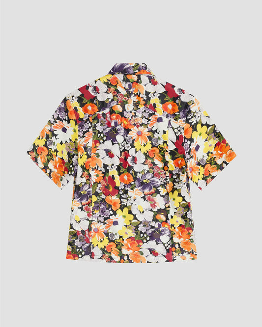 Floral Printed Leather Shirt