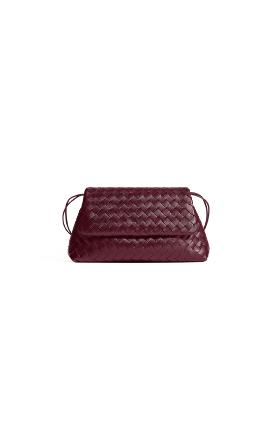 Bottega Veneta Giorno Shoulder Bag in Burgundy — front view