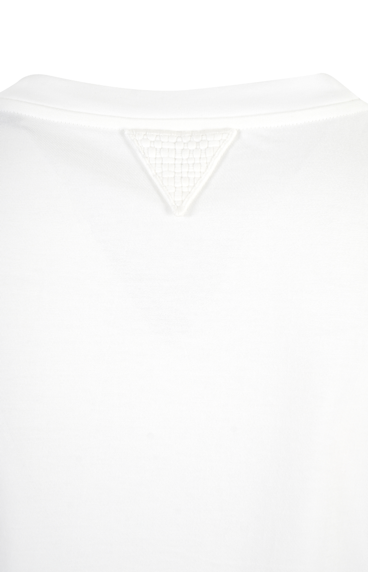 White Cotton T-shirt with Logo Patch