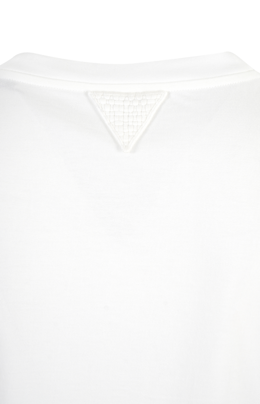White Cotton T-shirt with Logo Patch