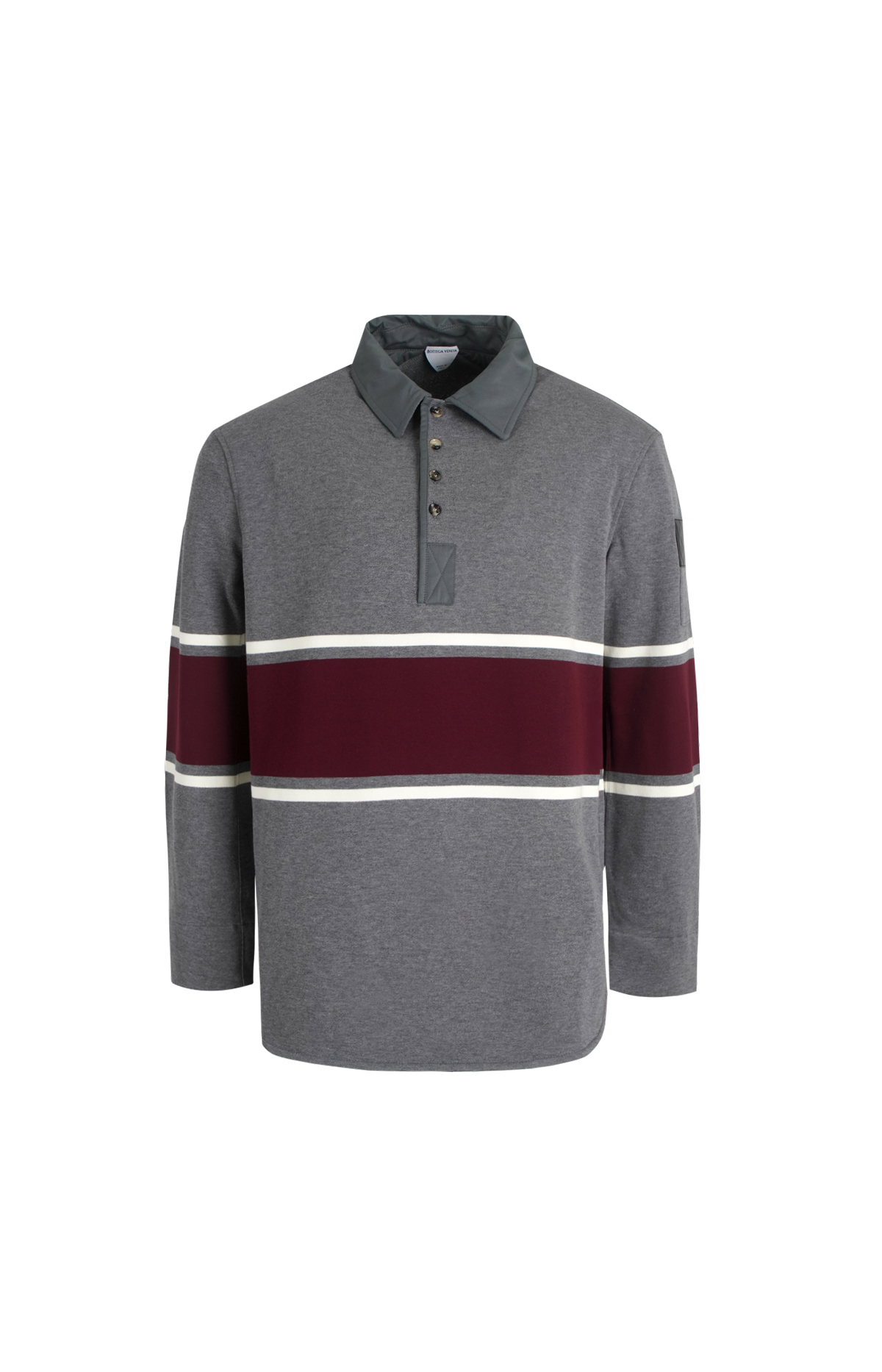 Striped Cotton Polo Shirt in Grey