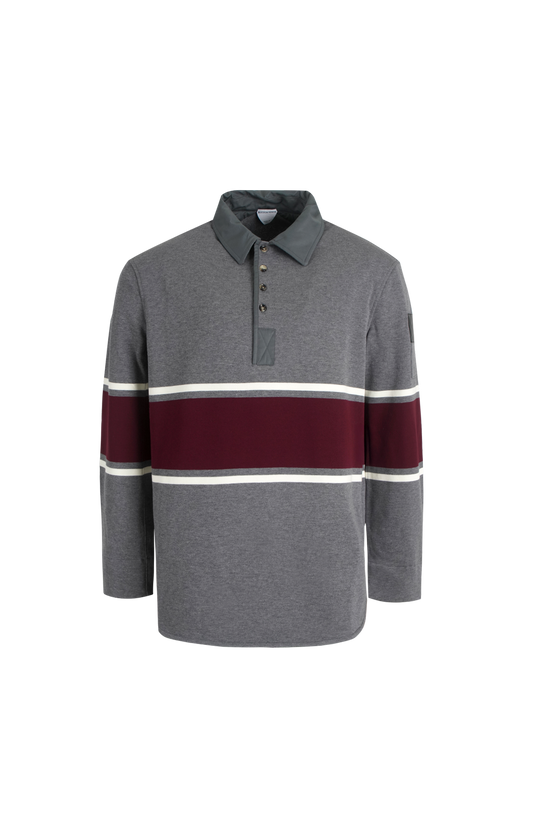 Striped Cotton Polo Shirt in Grey