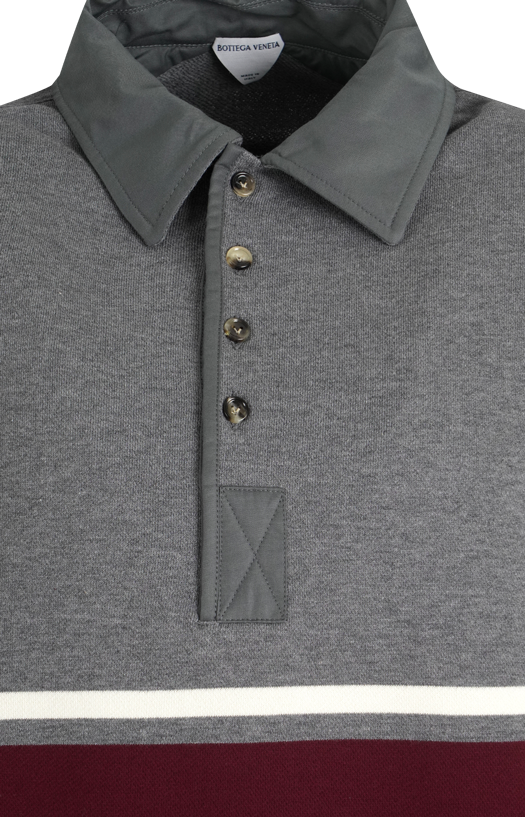 Striped Cotton Polo Shirt in Grey