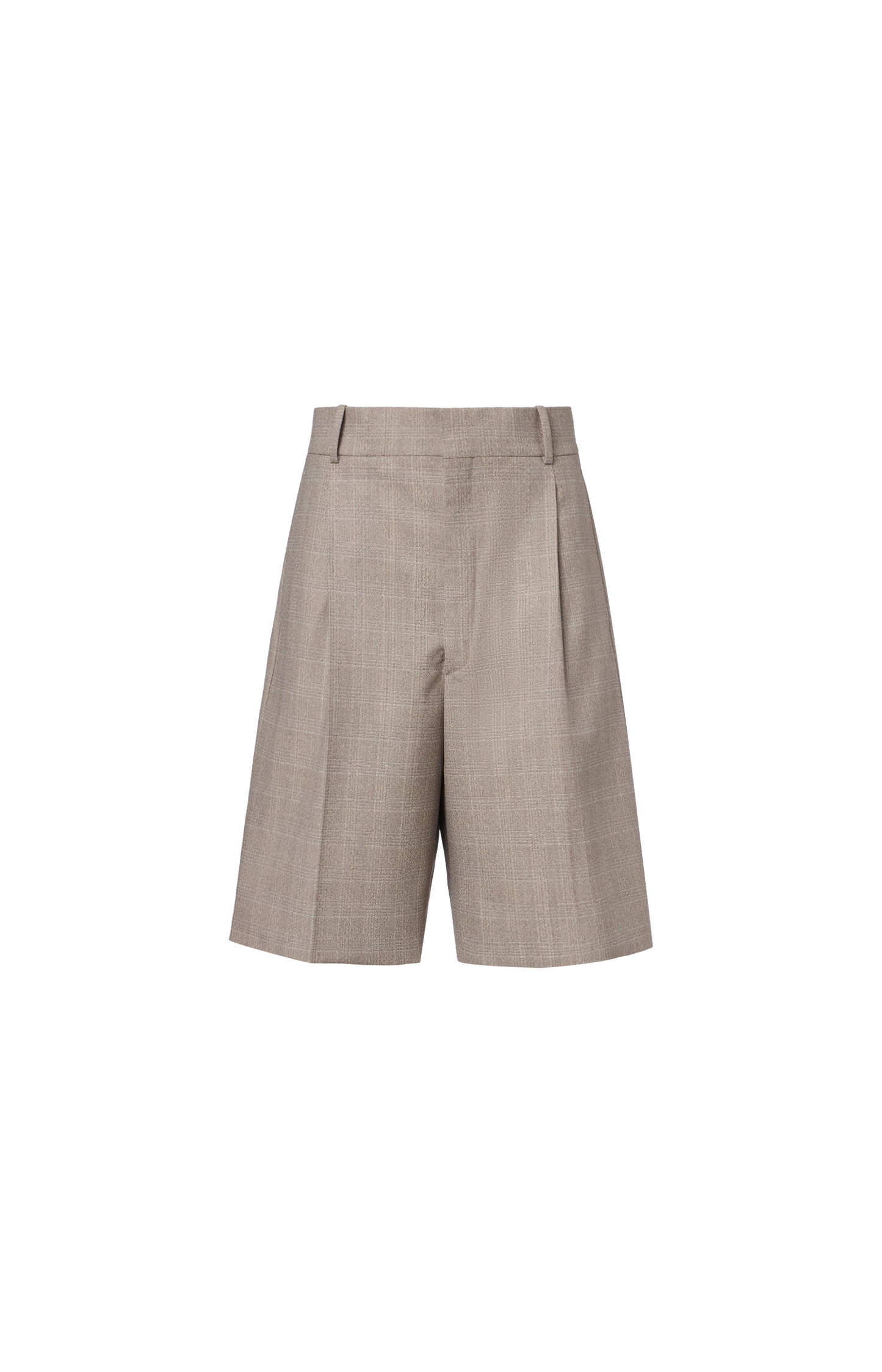 Prince Of Wales Wool Shorts in Silt/Stucco Melange